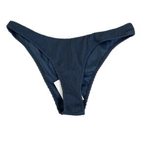 Swimsuits for All Camille Kostek Textured Bikini Bottom Blue Womens Size Small
